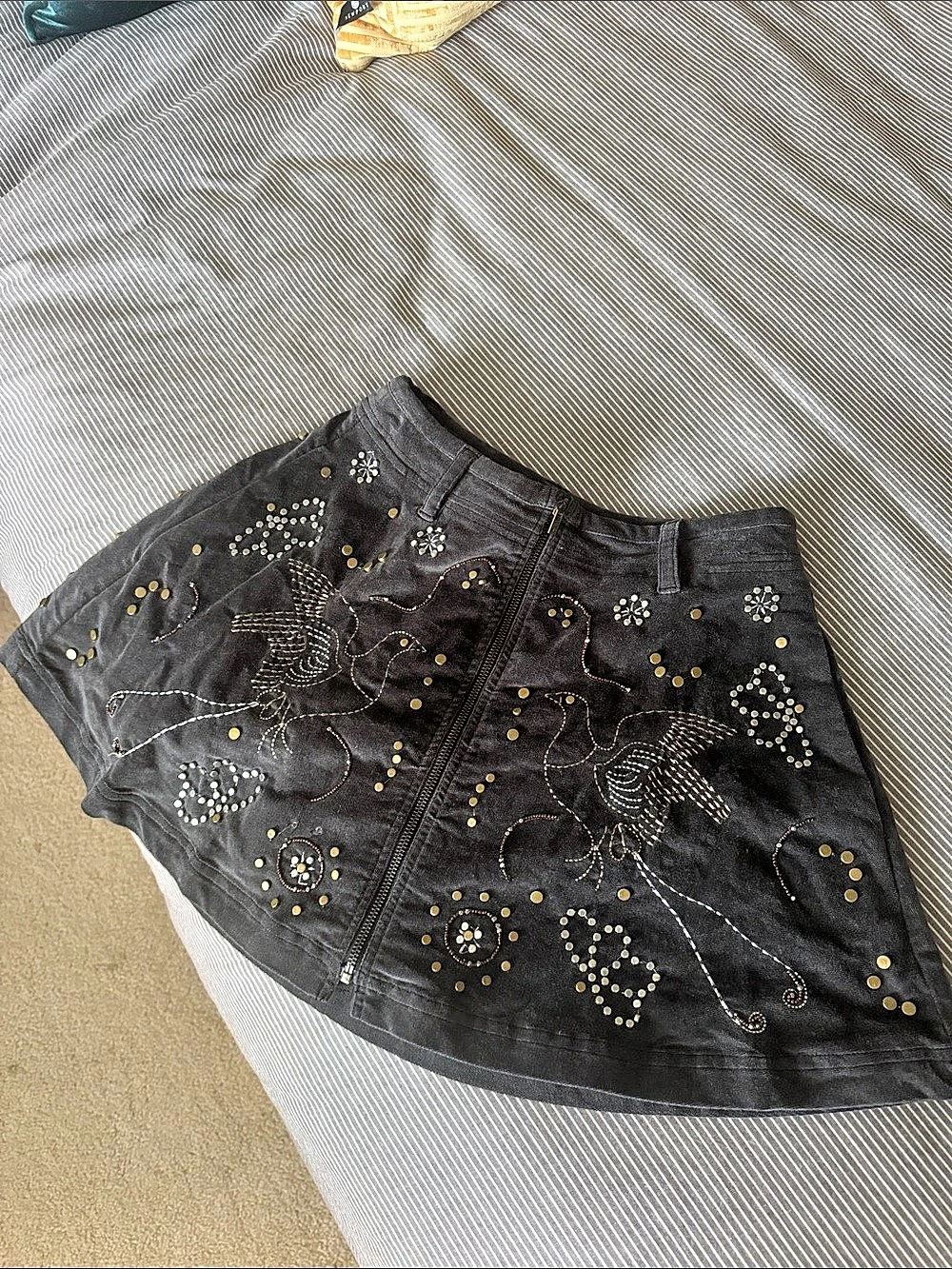 Free people Embellished Denim Mini Skirt in Black